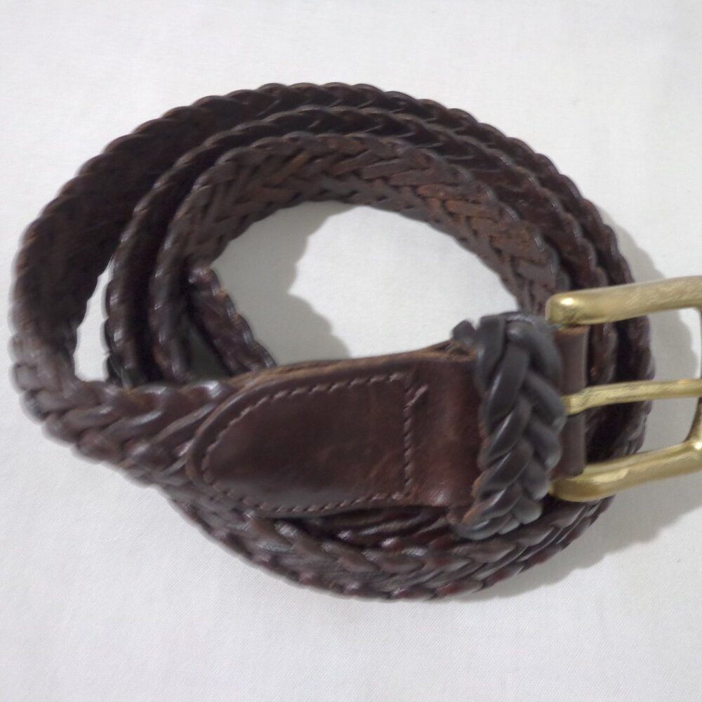 MENS COACH BROWN BRAIDED LEATHER BELT 40"